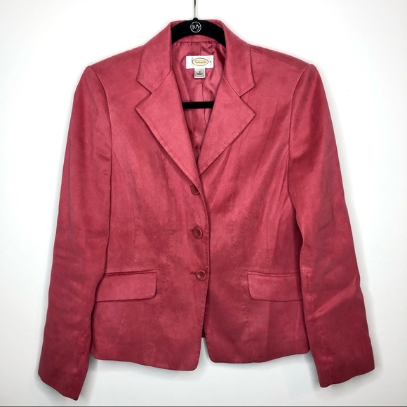 Talbots Jackets & Blazers - Talbots Pink Peach Faux Suede Size 4 Blazer Jacket Business Work Career Wear